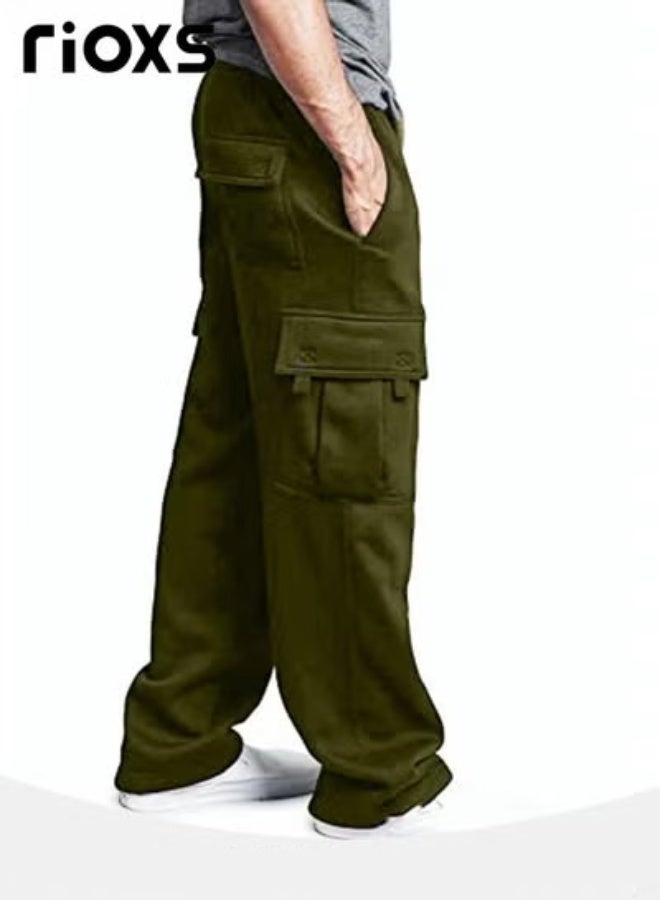 RIOXS Comfortable Joggers for Men, Casual Work Trousers, Cargo Jogging Tracksuit Bottoms, Drawstring Sweatpants with Multiple Pockets, Loose Cargo Sweatpants, Suitable for Outdoor Activities and Daily Leisure - Image 3